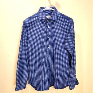 Cravattificio Venezia Blue printed long Sleeves men's Slim fit dress shirt 15/38